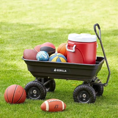 Heavy-Duty Pneumatic Garden Cart  4-Cu-Ft Capacity, 600-Lb Load Rating for Landscaping and Yard Work
