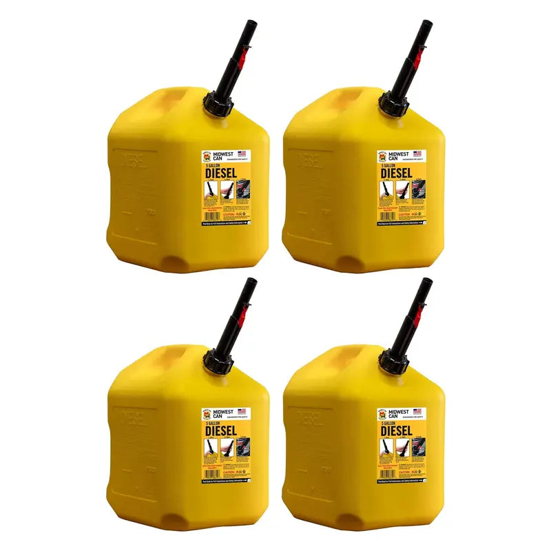 5-Gallon Auto-Shutoff Diesel Fuel Can  Heavy-Duty Portable Container Set (4-Pack)