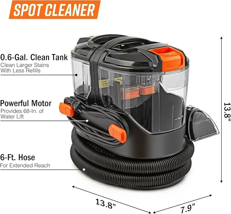 7-Amp Portable Spot Cleaner for Cars, Carpets, and Upholstery Stain Removal