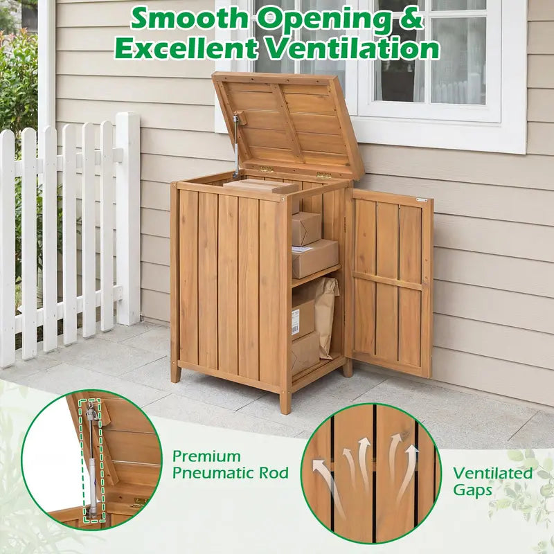 Weather-Resistant Outdoor Wood Package Delivery Box with Locking Lid