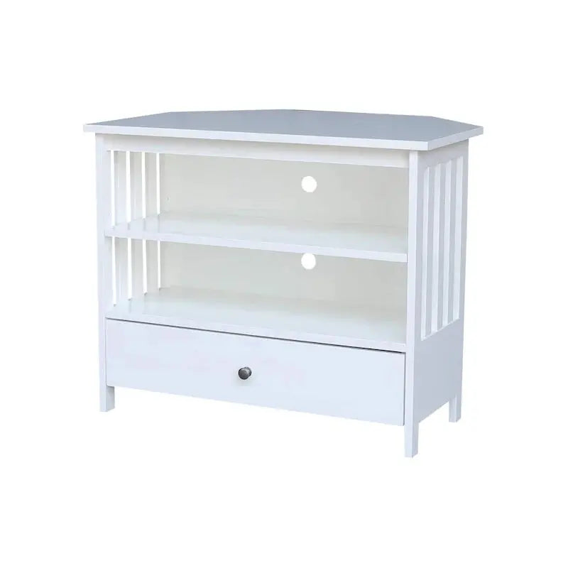 Mission-Style Corner TV Stand  Solid Hardwood Entertainment Console for Compact Living Spaces