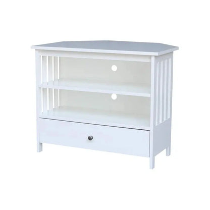 Mission-Style Corner TV Stand  Solid Hardwood Entertainment Console for Compact Living Spaces