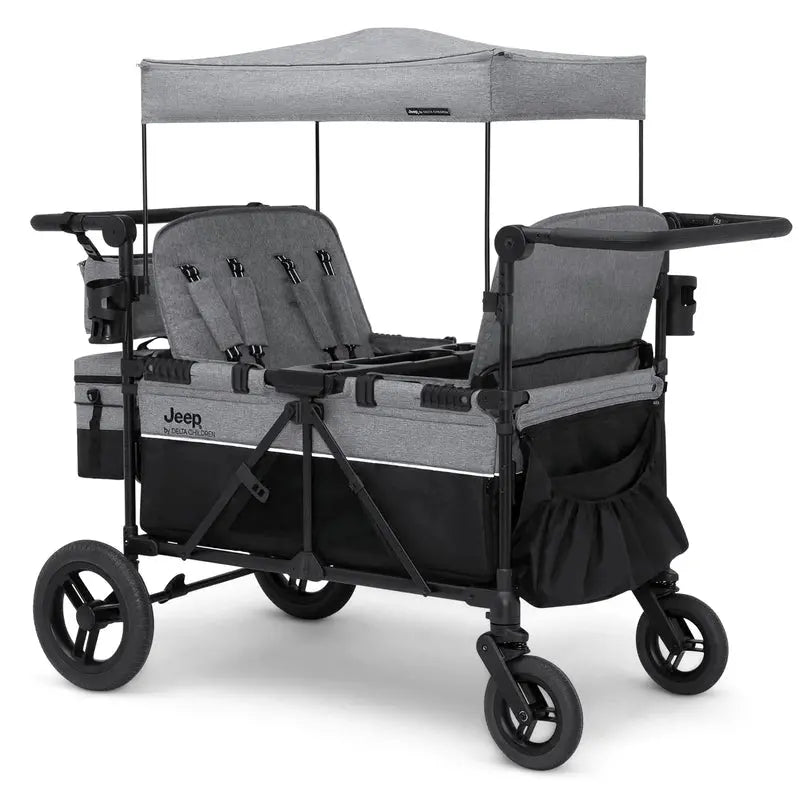 Delta Children Jeep Wrangler 4-Seater Stroller Wagon  Deluxe Outdoor Ride-On Cart