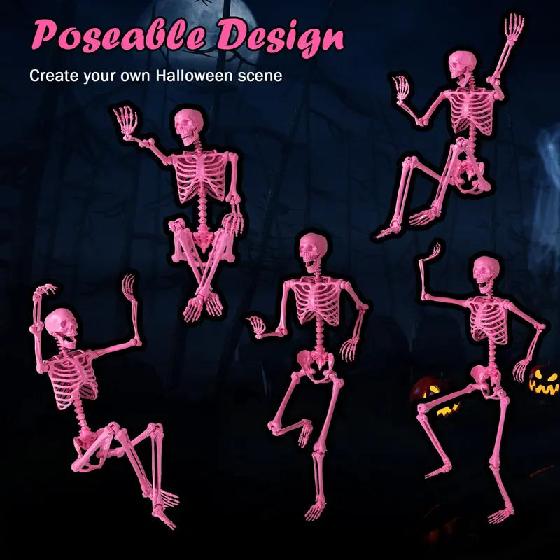 5.5-Foot Pink Poseable Skeleton  Life-Size Animated Halloween Prop with Articulated Joints