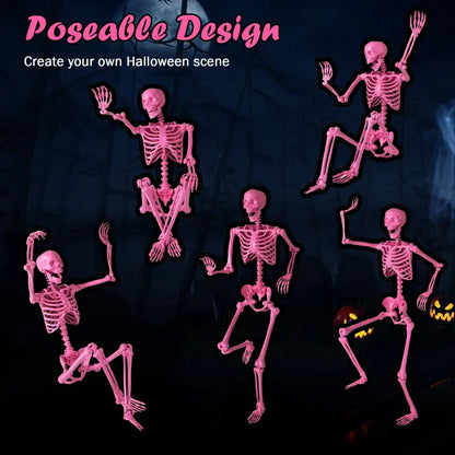 5.5-Foot Pink Poseable Skeleton  Life-Size Animated Halloween Prop with Articulated Joints