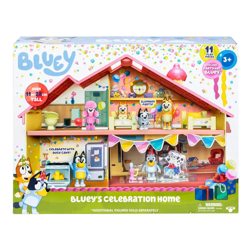 Bluey Celebration Home Playset  11-Piece, 2-Level Set with Exclusive Figure, Ages 3+