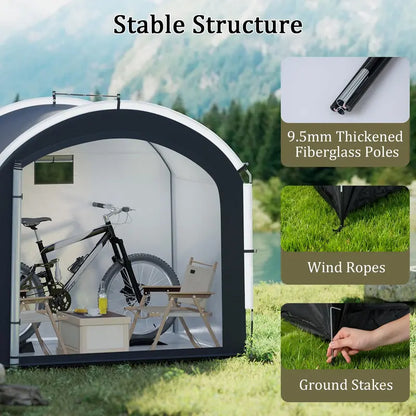 7.2 x 4.9 FT Outdoor Bike Storage Shed with Waterproof 210D Oxford Fabric Cover