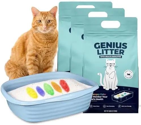 Genius Non-Clumping Color-Changing Cat Litter, As Seen on Shark Tank, 18 lb (3 Bags)