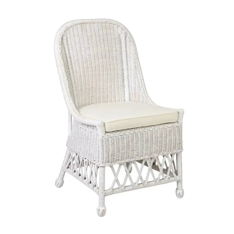 East at Main Natural Rattan Dining Accent Chair  Cushioned Woven Seating with Elegant Finish