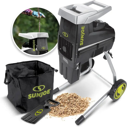 15-Amp Electric Wood Deburrer & Chopper  1.7″ Max Cutting Diameter, Safety Hopper, Green Housing