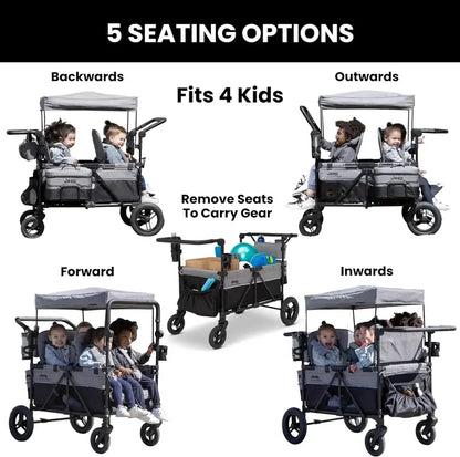 Delta Children Jeep Wrangler Quad Stroller  Premium 4-Seat All-Terrain Pushchair for Toddlers