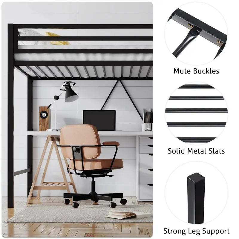 SHA CERLIN Twin Loft Bed  Space-Saving, Heavy-Duty Elevated Frame for Kids¡¯ Rooms &amp; Dorms