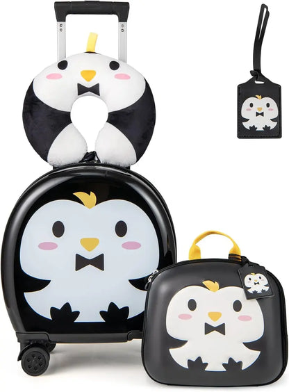 Kids’ 4-Piece Luggage Set  Hardside Spinner Carry-On (14″) + Backpack (10″)