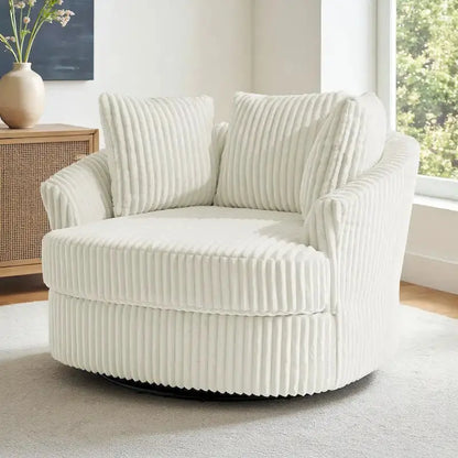 DREAMSIDEA Recessed-Arm Swivel Barrel Chair with Slipcover  Modern Rotating Seating