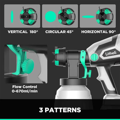 Litheli 20V Cordless Paint Sprayer Gun with 4.0 Ah Battery   Charger