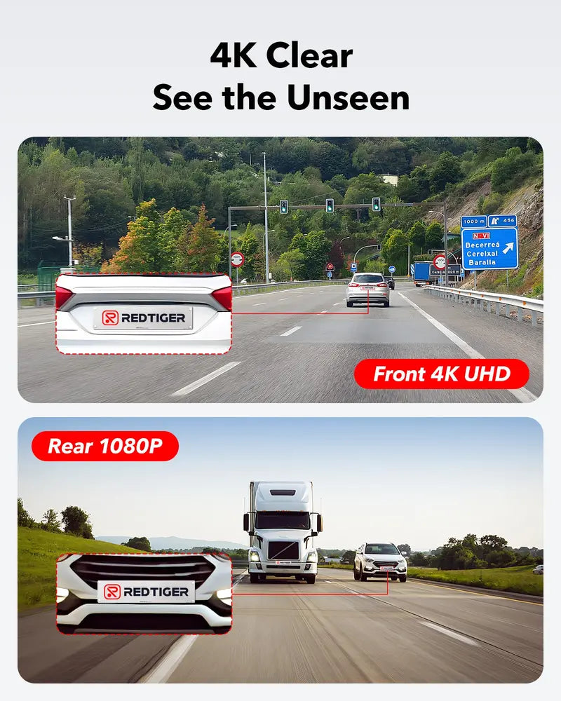 REDTIGER Dash Cam Front Rear, 4K/2.5K Full HD Dash Camera for Cars