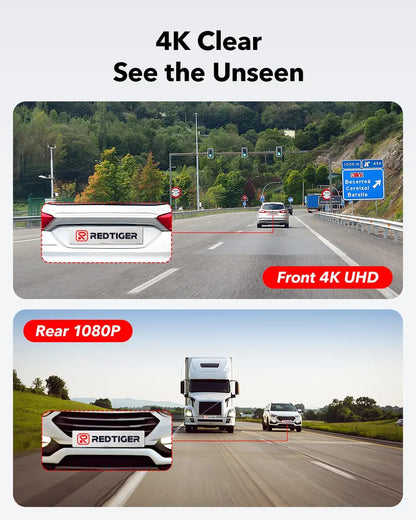 REDTIGER Dash Cam Front Rear, 4K/2.5K Full HD Dash Camera for Cars