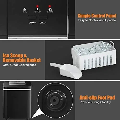 Compact Countertop Ice Maker  Bullet-Shaped Cubes Ready in Under 8 Minutes