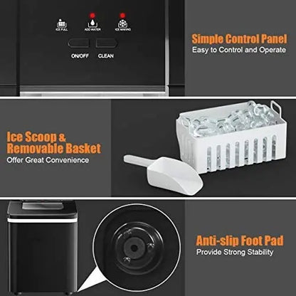 Compact Countertop Ice Maker  Bullet-Shaped Cubes Ready in Under 8 Minutes