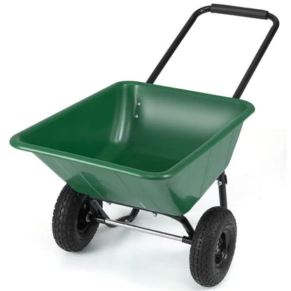 Dual-Wheel Pneumatic Wheelbarrow  Heavy-Duty Garden Cart with 330 LB Load Capacity
