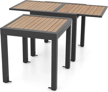 All-Weather Aluminum Extendable Patio Dining Table  Rectangular Outdoor Table for 46, Dark Gray Slatted Top