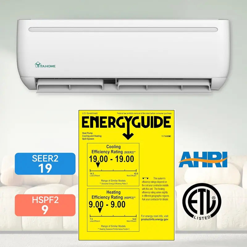 12,000 BTU Wi-Fi Enabled Mini Split AC/Heat Pump  20 SEER2 Ductless Inverter System for Areas up to 750 sq ft, Alexa-Compatible, Complete Kit
