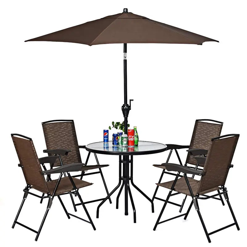 Set of 4 Lightweight Folding Sling Chairs for Patios, Campsites, or Indoor Use