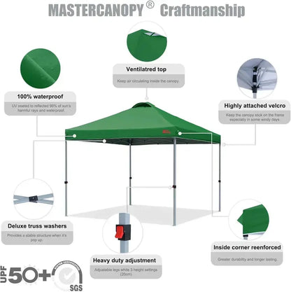 10×10 Black Pop-Up Canopy Tent  Durable Instant Shelter with Roller Bag for Transport