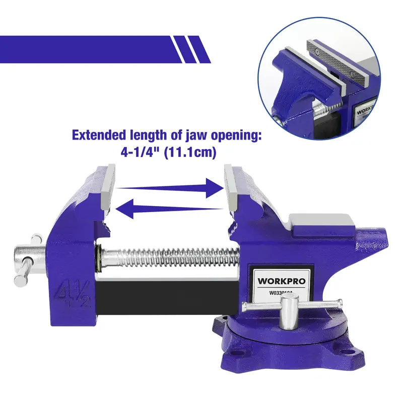 WORKPRO 4.5-Inch Bench Vise  Heavy-Duty Cast-Iron Workbench Clamp