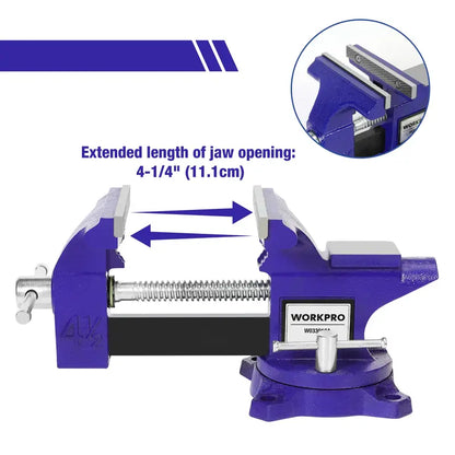 WORKPRO 4.5-Inch Bench Vise  Heavy-Duty Cast-Iron Workbench Clamp