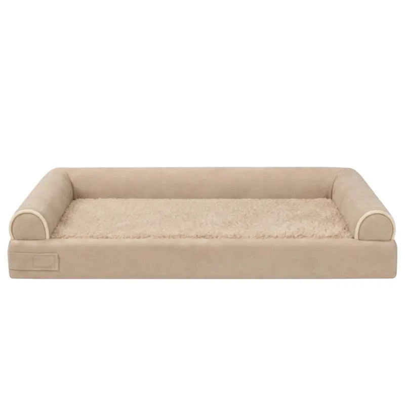 Cozy Fleece Pet Bed with Three-Sided Bolster Support for Snuggling