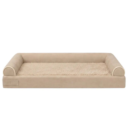 Cozy Fleece Pet Bed with Three-Sided Bolster Support for Snuggling