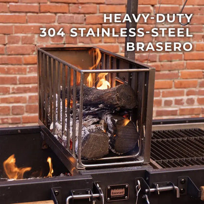 Backyard Discovery Santa Maria XL Asado Grill  Dual-Fuel (Wood/Charcoal) Outdoor Cooking Station with Steel Firebox & Clamp System