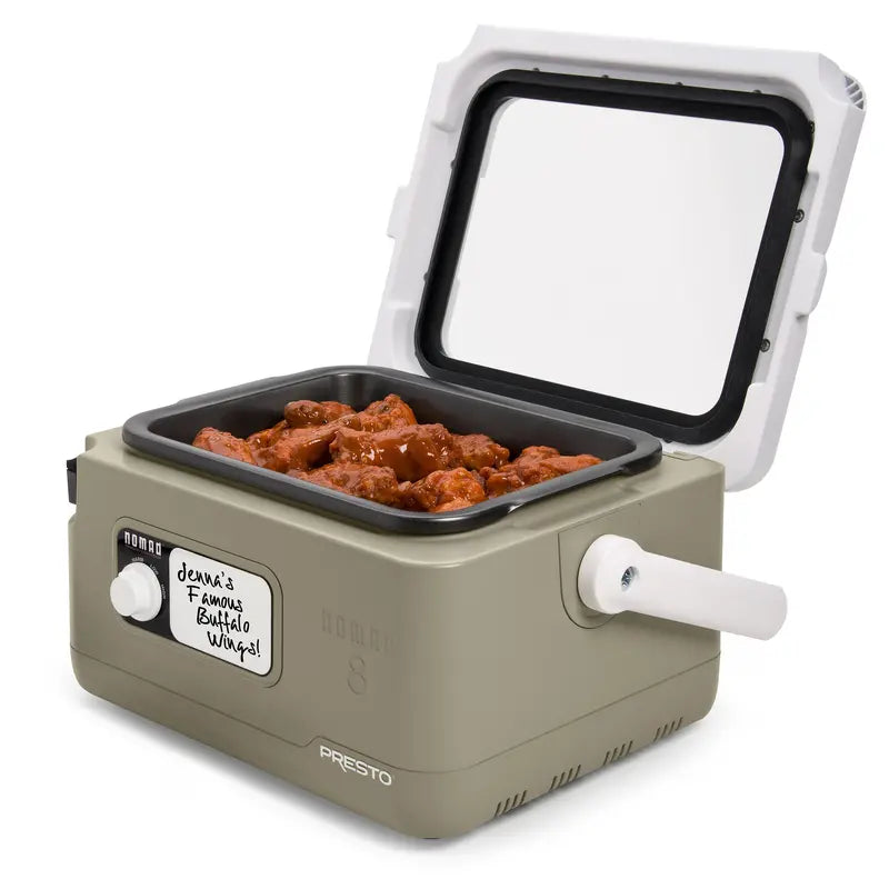 Presto 8-Quart Nomad Slow Cooker, Tan  Portable, Picnic Cooler Design, Locking Lid, Nonstick Pot