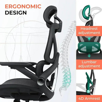 Ergonomic High-Back Mesh Office Chair with Adjustable Lumbar Support  400 lb Capacity