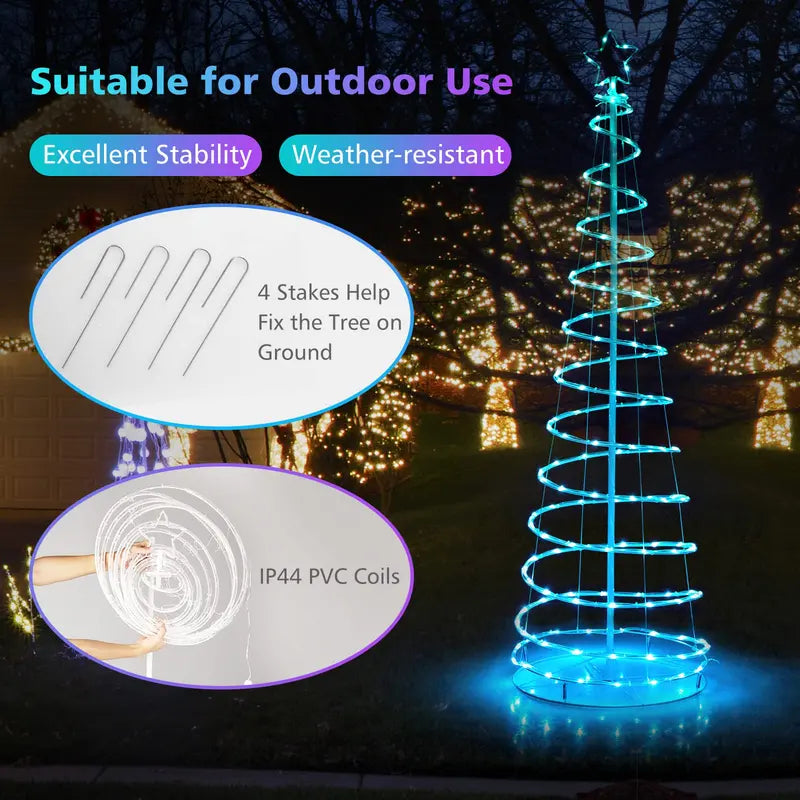 6-Foot Outdoor Spiral Christmas Tree  Pre-Lit with 135 Warm White LED Lights