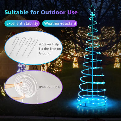 6-Foot Outdoor Spiral Christmas Tree  Pre-Lit with 135 Warm White LED Lights