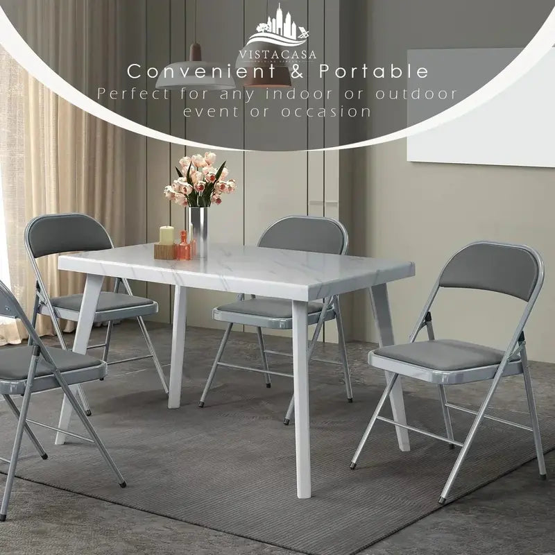 Set of Six Black Folding Chairs ¡ª Leather-Upholstered Event Seating for Weddings, Offices &amp; Gatherings