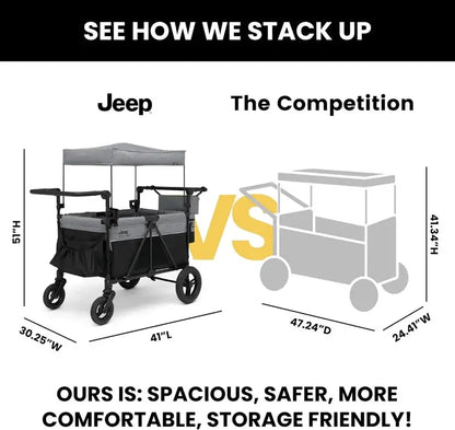 Delta Children Jeep Wrangler 4-Seater Stroller Wagon  Premium Quad-Wheel All-Terrain Wagon