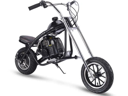 49cc Gas Mini Chopper for Kids  25mph, 2-Stroke, Disc Brakes, Black Pneumatic Tires