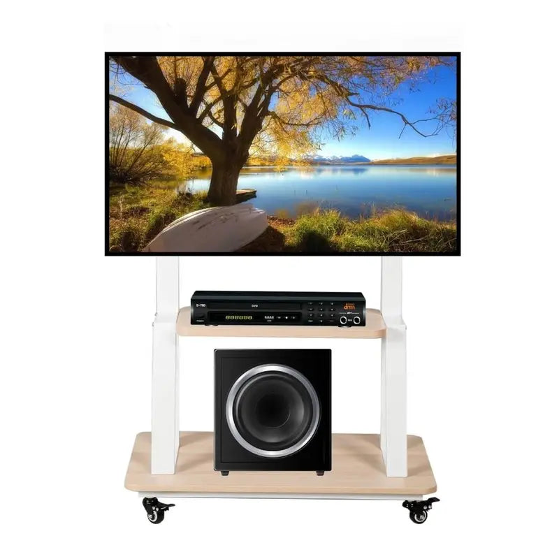 Hellsehen Mobile TV Stand  Adjustable Height Rolling Cart with Casters for Flat-Screen TVs