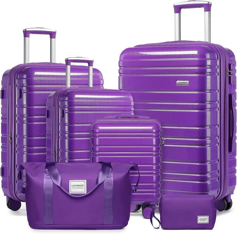 6-Piece Expandable Rolling Luggage Set  Lightweight Hardshell Suitcases with Smooth-Spinning Wheels & Modular Packing Options