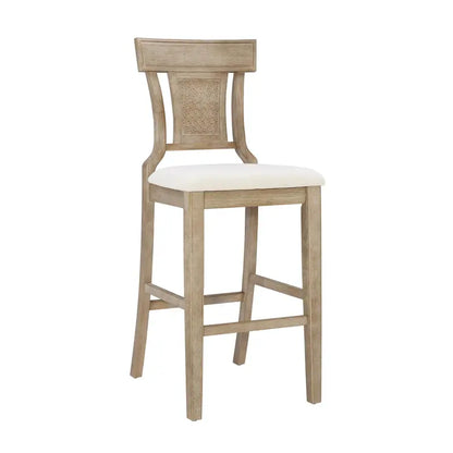 Linon Rylan 30-Inch Bar Stool  Rustic Brown Wood Frame with Beige Fabric Seat