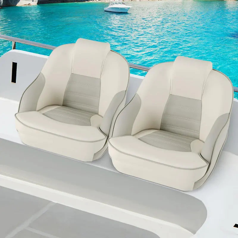 Waterproof Pontoon Captain Seat  Bucket Style with Thick Sponge Padding & PVC Leather Cover
