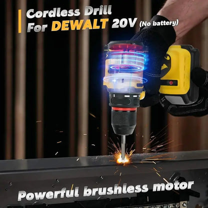 20V Brushless Cordless Drill Driver  Dewalt Battery Compatible, Two-Speed Control