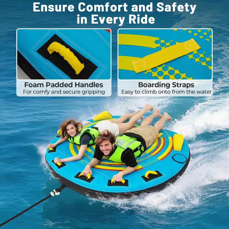 Multi-Rider Inflatable Boat Tube  13 Person Towable with Integrated Quick-Connect Fitting and Drain Plug