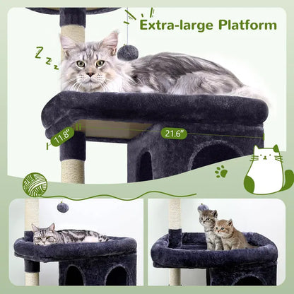 Globlazer 72in Maine Coon Cat Tree with Triangular Stability & Oversized Platform for Large Cats