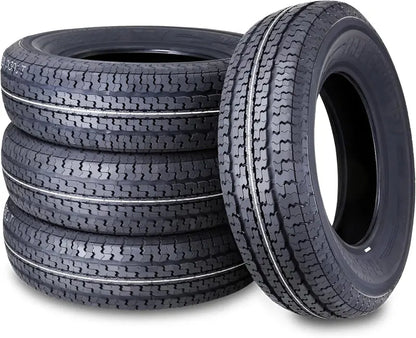Heavy-Duty ST205/75R15 Trailer Tire Set (4)  10-Ply Load Range E with Scuff Guard