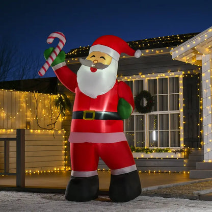 HOMCOM 8ft Inflatable LED Lit Santa Claus with Candy Cane  Outdoor Christmas Decoration