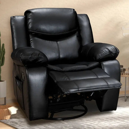 Wide-Seat Leather Recliner with Heating and Massage Functions  Durable Upholstered Lounge Chair